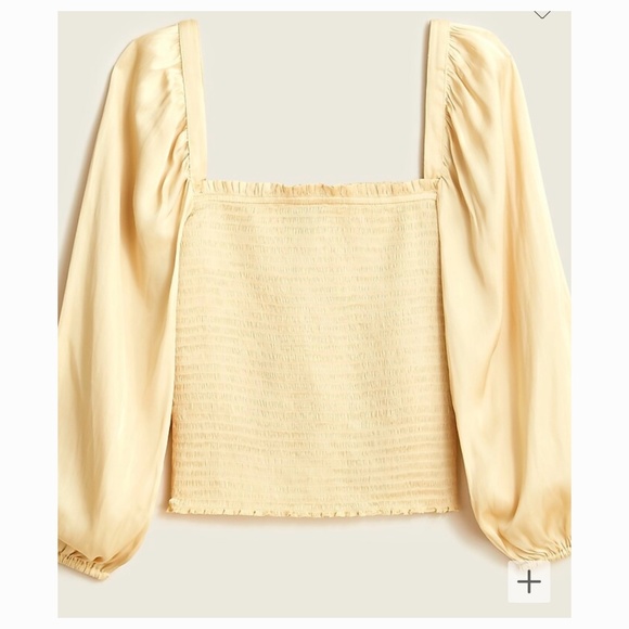 NWT J Crew Squareneck Smocked Featherweight Satin Cropped Top!!! - Picture 1 of 3